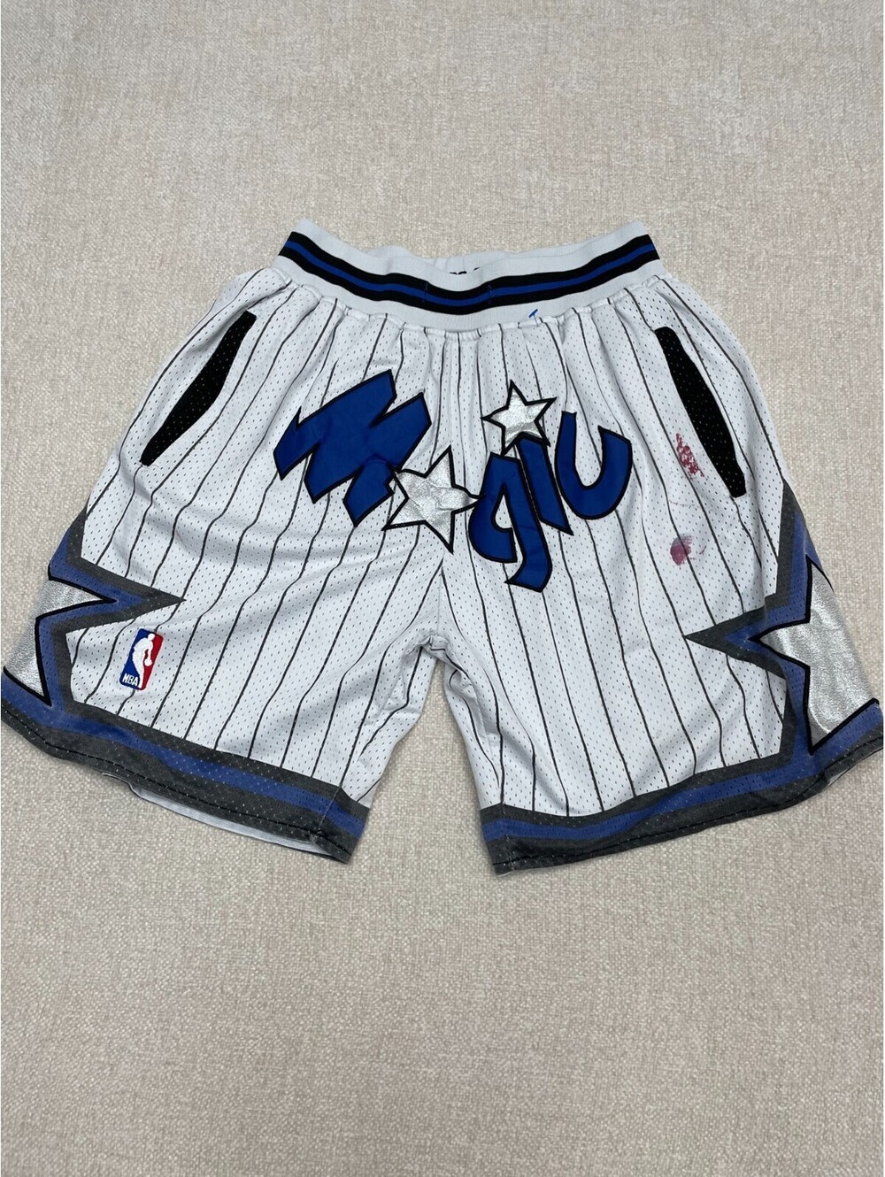 Just Don Orlando Magic 1992-93 NBA Mesh Shorts Mens Large White Pinstripe
